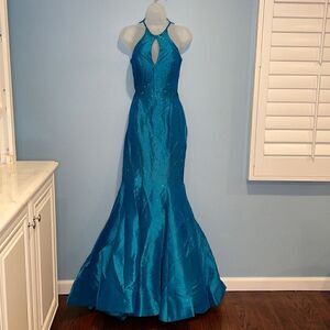 Jovani JVN Sleeveless Mermaid Plunging Back Pageant Prom Formal Dress NWT